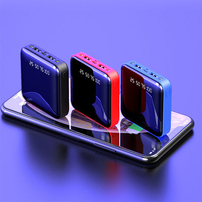 Mini Power Bank 20000 MAh Portable Mirror Digital Display Power Bank