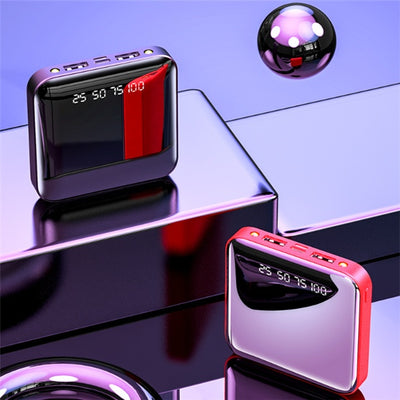 Mini Power Bank 20000 MAh Portable Mirror Digital Display Power Bank